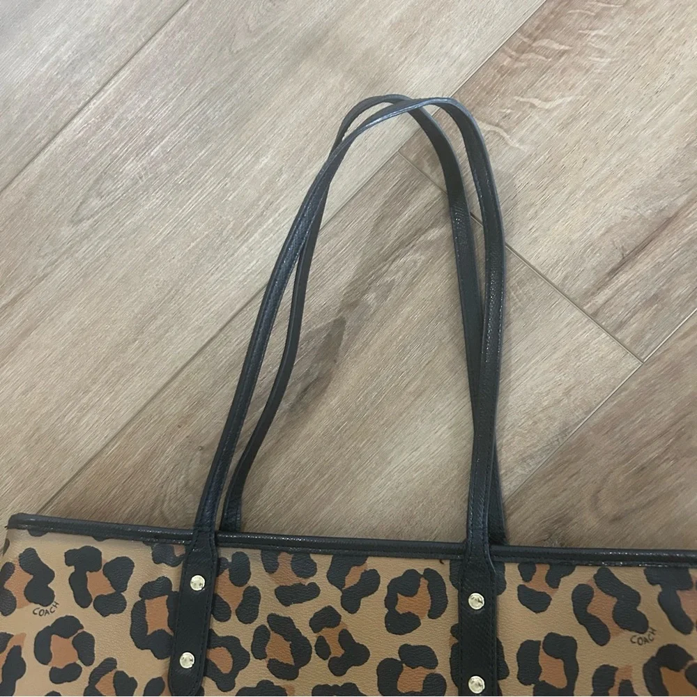 Coach Brown and Black Leopard Tote - Picture 5 of 13